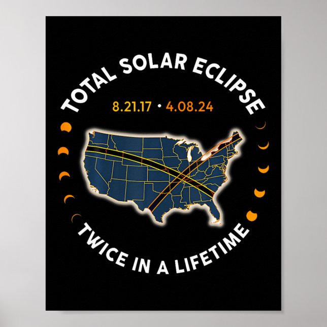 Affiche Total Éclipse Solaire 2024 Deux Fois Dans Une Vie  (Devant)
