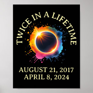 Affiche Total Éclipse Solaire 2024 Deux Fois Dans Une Vie