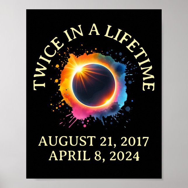 Affiche Total Éclipse Solaire 2024 Deux Fois Dans Une Vie (Devant)