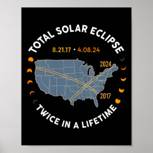 Affiche Total Éclipse Solaire 2024 Deux Fois Dans Une Vie