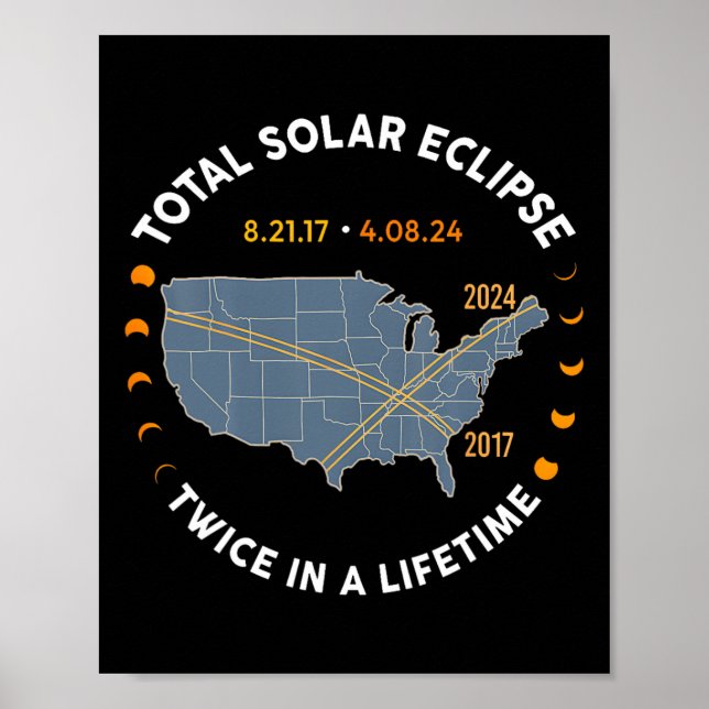 Affiche Total Éclipse Solaire 2024 Deux Fois Dans Une Vie  (Devant)