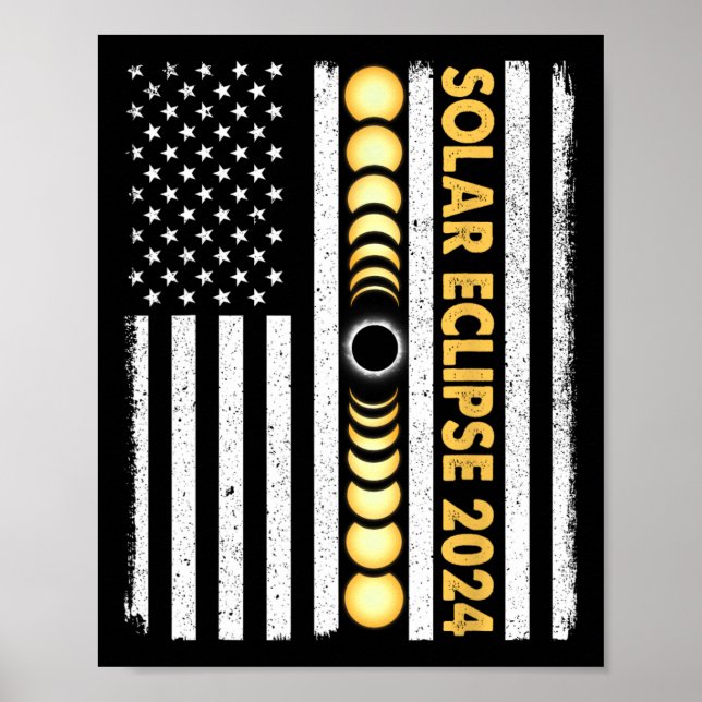 Affiche Total Éclipse Solaire 2024 Phases Totalité Amériqu (Devant)