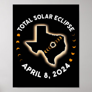 Affiche Total Éclipse Solaire 2024 Totalité 8 avril 2024 A