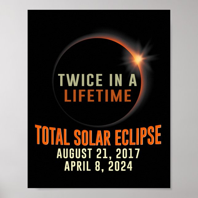 Affiche Total Éclipse Solaire 2024 Totalité Deux Fois Dans (Devant)