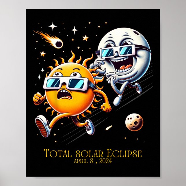 Affiche Total Éclipse Solaire 8-4-2024 Soleil Fuite Eclips (Devant)