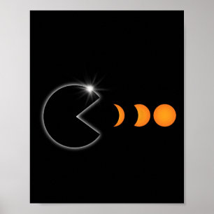 Affiche Total Éclipse Solaire 8 avril 2024 Phases amusante