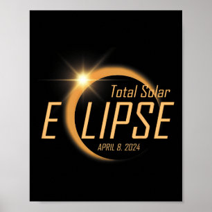 Affiche Total Éclipse Solaire 8 avril 2024 Totalité Astron