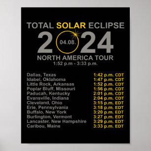 Affiche Total Éclipse Solaire 8 Avril Chemin De L'Éclipse