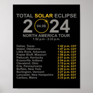 Affiche Total Éclipse Solaire 8 Avril Chemin De L'Éclipse