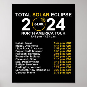 Affiche Total Éclipse Solaire 8 Avril Chemin De L'Éclipse