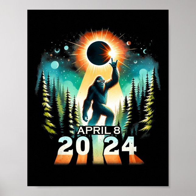 Affiche Total Éclipse Solaire 8 avril Éclipse Solaire 2024 (Devant)