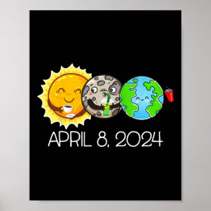 Affiche Total Éclipse Solaire Avril 8 2024 Lune Astronomie