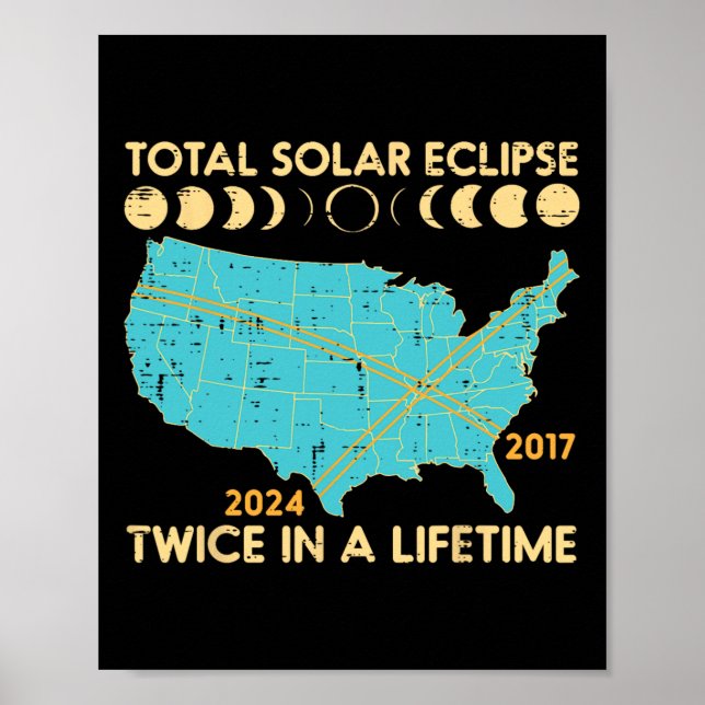 Affiche Total Éclipse Solaire Deux Fois De Vie 2017 2024 H (Devant)