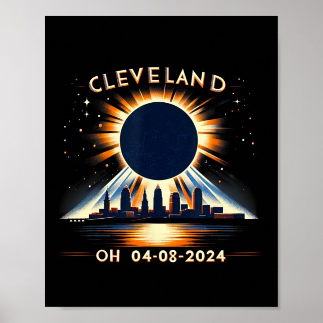 Affiche Total Éclipse Solaire Oh Avril 08 2024 Cleveland S (Devant)