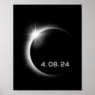 Affiche Total Éclipse Solaire Printemps 8 avril 2024 Améri