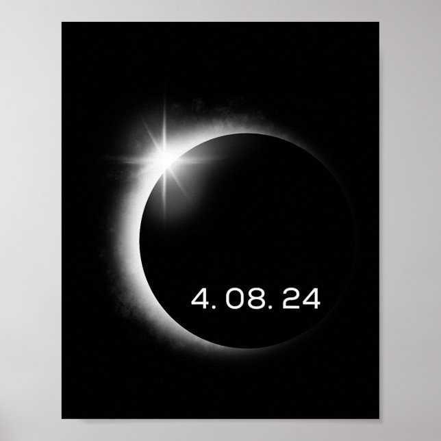 Affiche Total Éclipse Solaire Printemps 8 avril 2024 Améri (Devant)