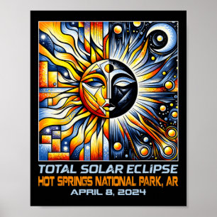 Affiche Total Éclipse Solaire Sources Chaudes Ar Arkansas