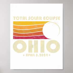 Affiche Total Rétro Total Solaire Eclipse 2024 Ohio Usa To
