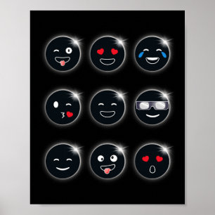 Affiche Total Solaire Eclipse 04.08.2024 Silly Faces Fun B