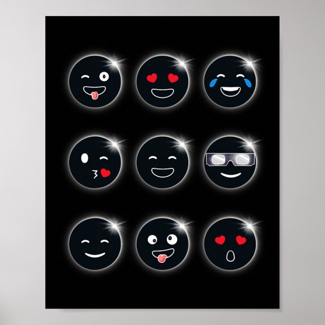 Affiche Total Solaire Eclipse 04.08.2024 Silly Faces Fun B (Devant)