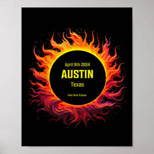 Affiche Total Solaire Eclipse 2024 Austin Texas