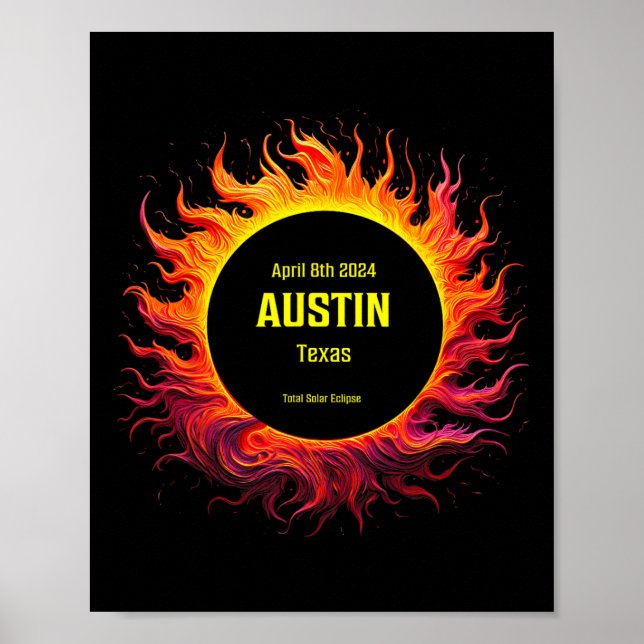 Affiche Total Solaire Eclipse 2024 Austin Texas (Devant)