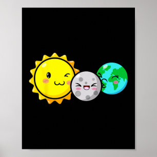 Affiche Total Solaire Eclipse 2024 Cute Kawaii Fun Astrono