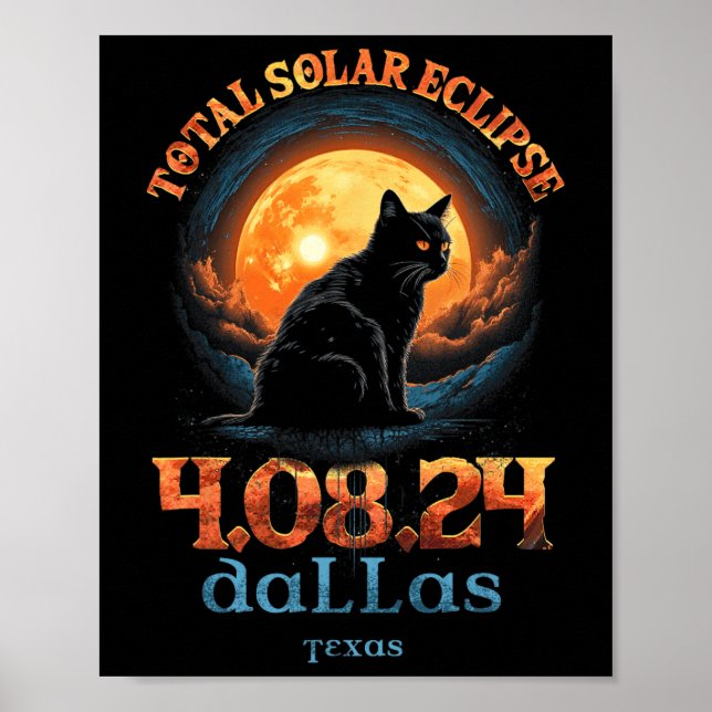 Affiche Total Solaire Eclipse 2024 Dallas Texas (Devant)