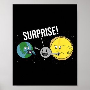Affiche Total Solaire Eclipse 2024 Drôle Cartoon Moon Cove
