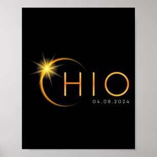 Affiche Total Solaire Eclipse 2024 État Ohio Totalité Avri