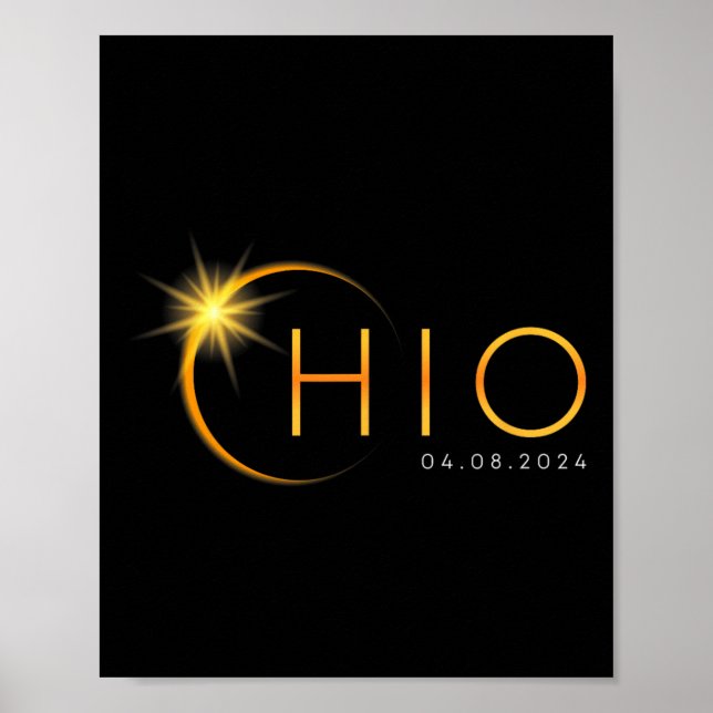 Affiche Total Solaire Eclipse 2024 État Ohio Totalité Avri (Devant)