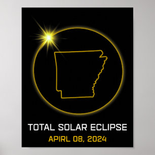 Affiche Total Solaire Eclipse 2024 L'Arkansas Tour Totalit