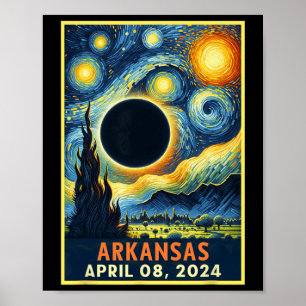 Affiche Total Solaire Eclipse 2024 Nuit étoilée
