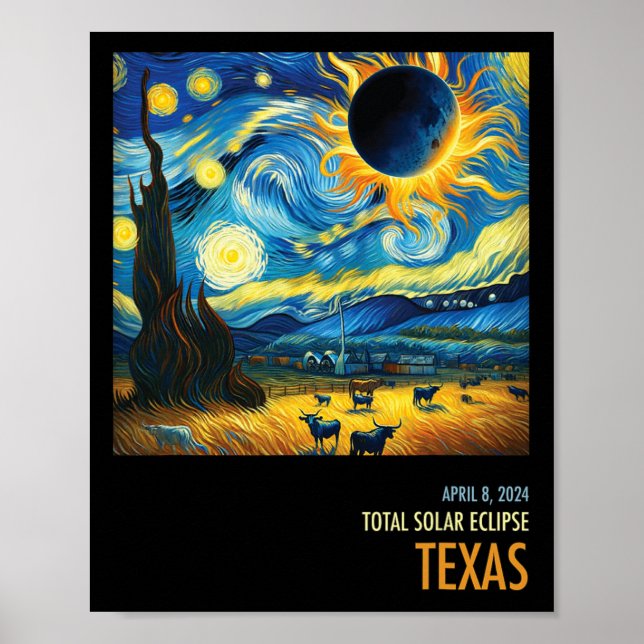 Affiche Total Solaire Eclipse 2024 Texas (Devant)