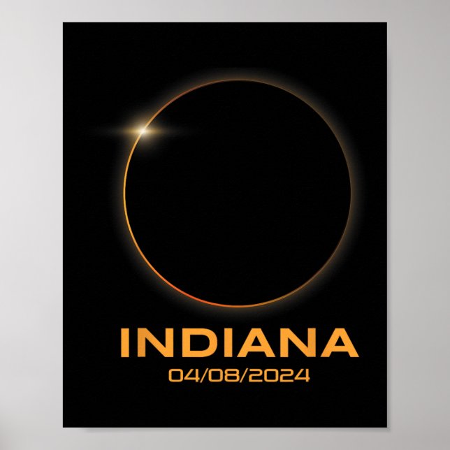 Affiche Total Solaire Eclipse 2024 Totalité Indiana (Devant)