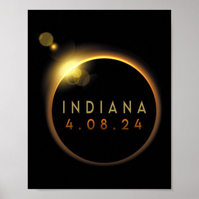 Affiche Total Solaire Eclipse 2024 Totalité Indiana (Devant)