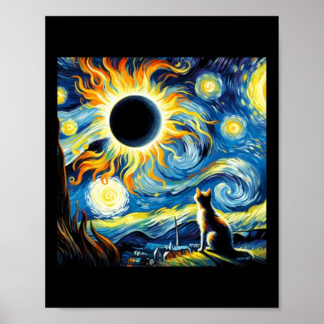 Affiche Total Solaire Eclipse 2024 Van Gogh Starry Night C (Devant)