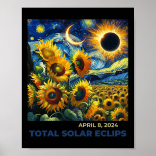 Affiche Total Solaire Eclipse 2024 Vincent Van Gogh Art Su