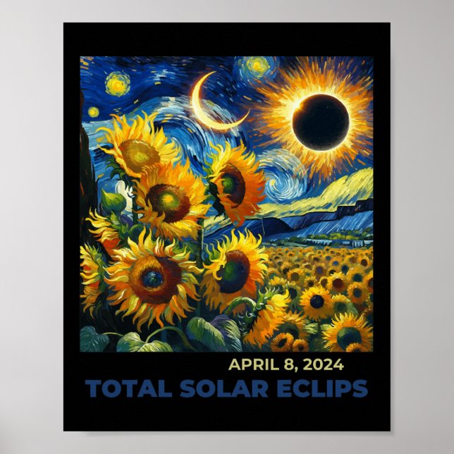 Affiche Total Solaire Eclipse 2024 Vincent Van Gogh Art Su (Devant)