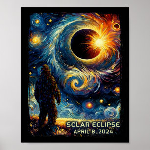 Affiche Total Solaire Eclipse America Sasquatch Starry Nui