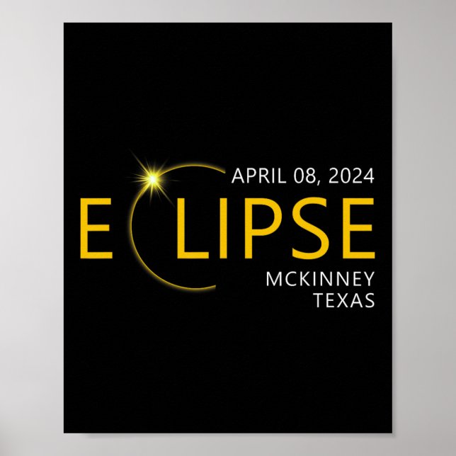 Affiche Total Solaire Eclipse Apirl 08 2024 Mckinney Texas (Devant)
