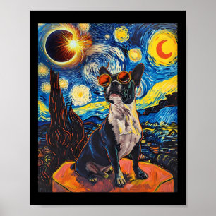 Affiche Total Solaire Eclipse Boston Terrier Chien