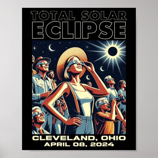 Affiche Total Solaire Eclipse Cleveland (Devant)