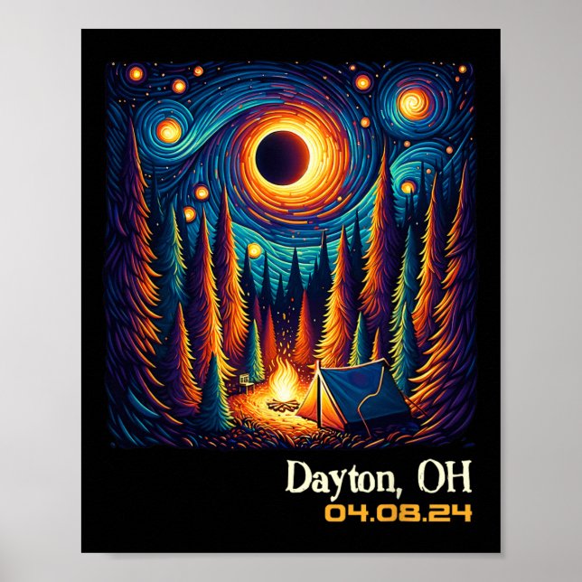 Affiche Total Solaire Eclipse Dayton Ohio (Devant)