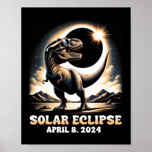 Affiche Total Solaire Eclipse Dinosaur Dino T-rex 8 avril 