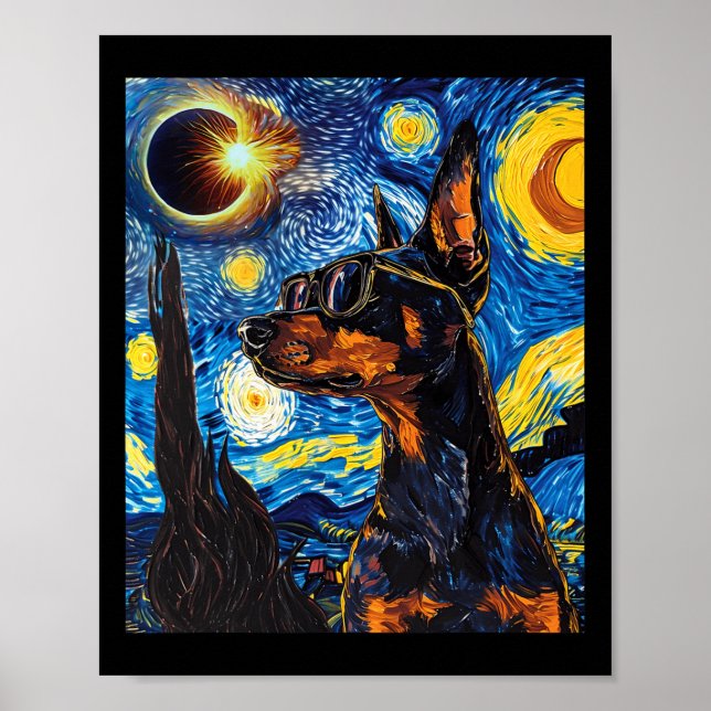 Affiche Total Solaire Eclipse Doberman Chien (Devant)