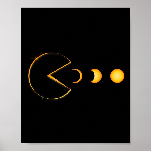 Affiche Total Solaire Éclipse Drôle Joueur Manger Solaire  (Devant)