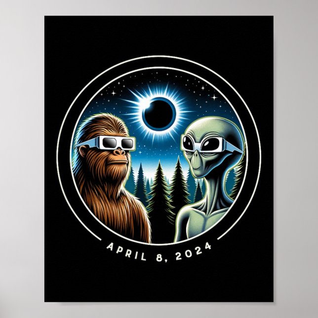 Affiche Total Solaire Eclipse Funny Bigfoot Alien Avril Da (Devant)