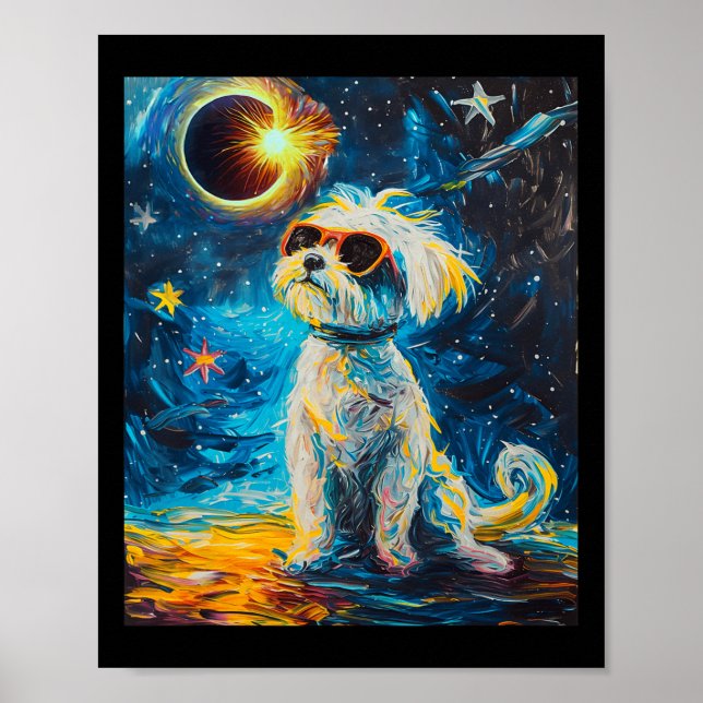 Affiche Total Solaire Eclipse Maltese Chien (Devant)