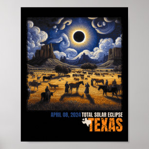 Affiche Total Solaire Eclipse Rétro 8 avril 2024 Astronomi